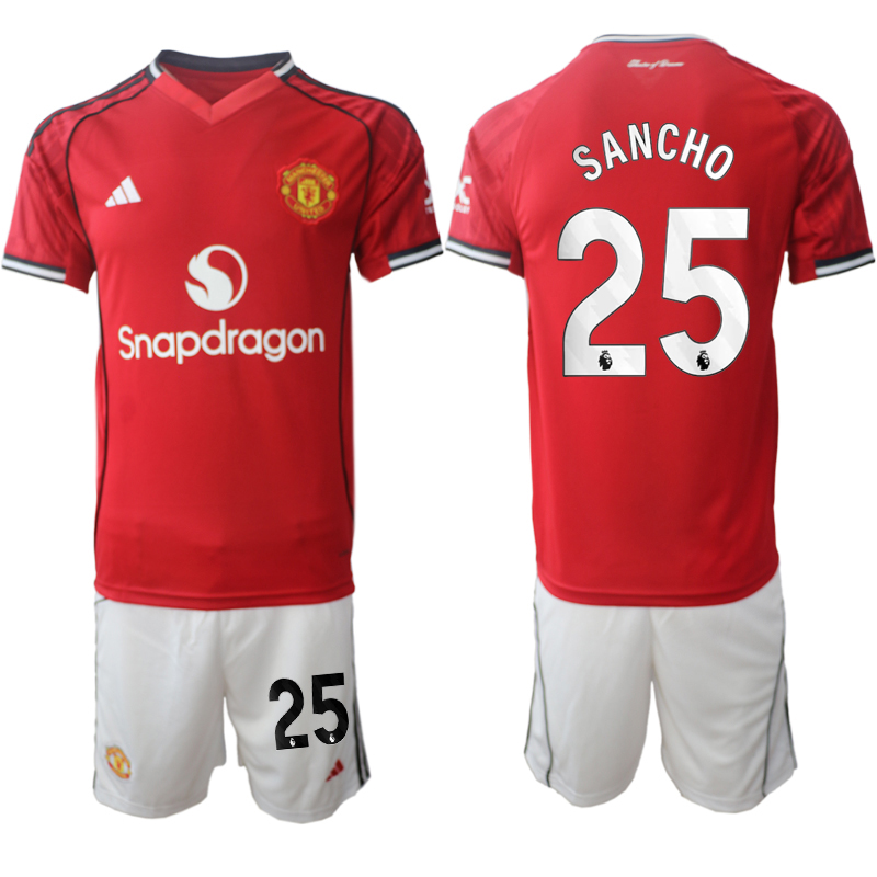 Men 2025-2026 Club Manchester United home Red #25 Soccer Jersey